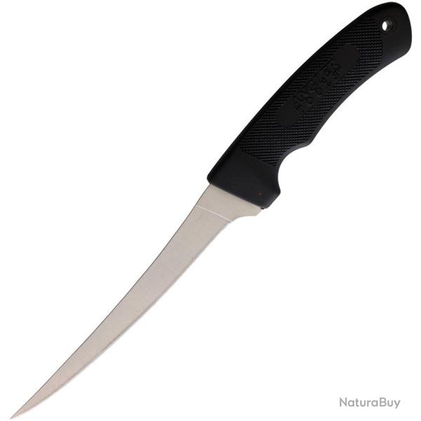 Couteau Fixe Fillet Lame Inox Manche Caoutchouc Noir �tui Plastique CN4012