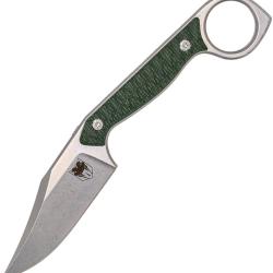 Couteau Cobratec Knives Wolfteeth Lame Acier 14C28N Manche Micarta Vert &Eacute;tui Kydex CBTWLTODGCLP