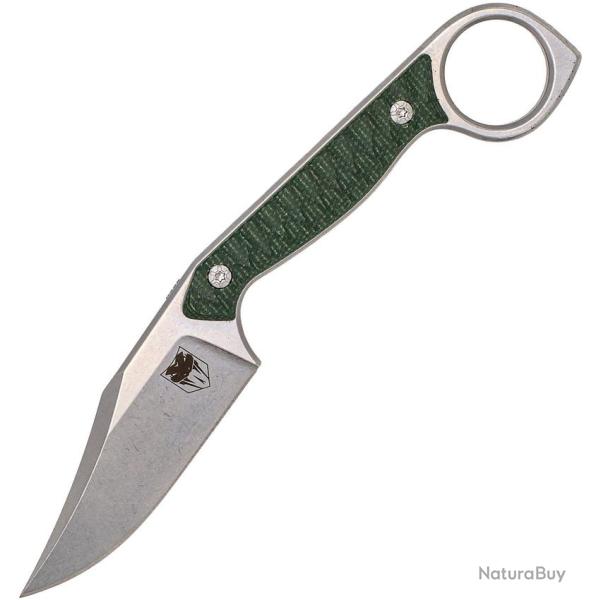 Couteau Cobratec Knives Wolfteeth Lame Acier 14C28N Manche Micarta Vert �tui Kydex CBTWLTODGCLP