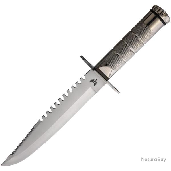 Couteau Combat Ready Large Survival Lame Inox Clip Point Manche Aluminium Argent �tui Nylon CBR377