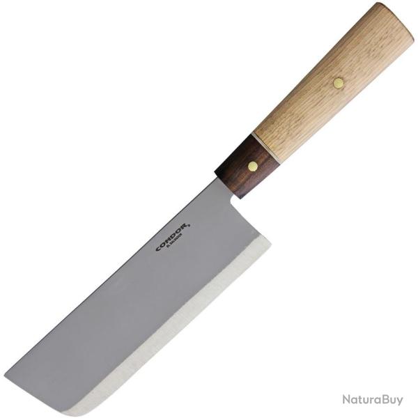 Couteau Condor Kondoru Kitchen Nakkiri Lame Acier 1095HC Manche Hickory et Noyer �tui Cuir CTK500170