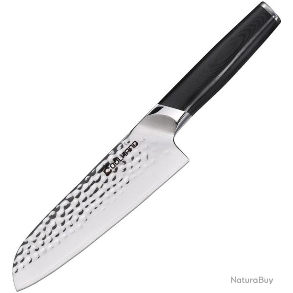 Couteau de Cuisine Coolhand Santoku Lame Acier 440C Manche G10 Noir CLH7197CG10
