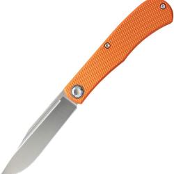 Couteau Daedalus Knife Co. Lab Lame Acier 154CM Clip Point Manche Aluminium Orange Linerlock DKCL2