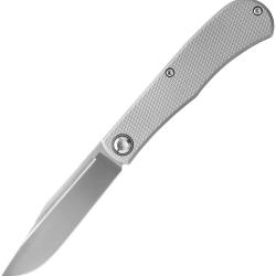 Couteau Daedalus Knife Co. Lab Lame Acier 154CM Clip Point Manche Aluminium Gris Linerlock DKCL6