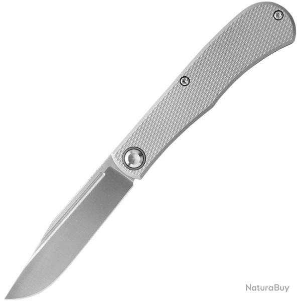 Couteau Daedalus Knife Co. Lab Lame Acier 154CM Clip Point Manche Aluminium Gris Linerlock DKCL6