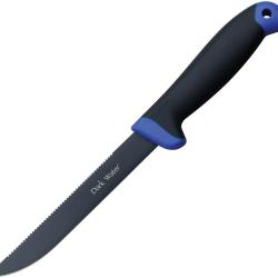 Couteau Dark Water Lame Acier 5Cr15MoV Noire 15,24 cm Manche Caoutchouc Bleu et Gris DWFIX002CS