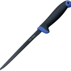 Couteau Fixe Dark Water Lame Acier 5Cr15MoV Manche Caoutchouc Bleu et Gris &Eacute;tui Nylon DWFIX003CS