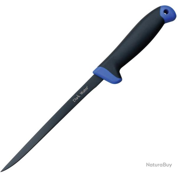 Couteau Fixe Dark Water Lame Acier 5Cr15MoV Manche Caoutchouc Bleu et Gris �tui Nylon DWFIX003CS
