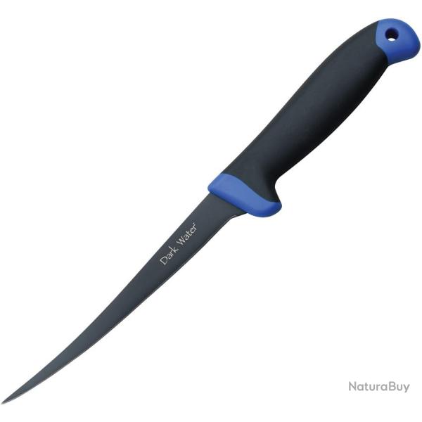 Couteau Dark Water Fillet Lame Acier 5Cr15MoV Manche Caoutchouc Bleu et Gris �tui Nylon DWFIX004CS