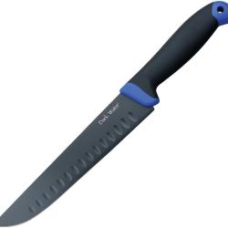 Couteau Fixe Dark Water Lame Acier 5Cr15MoV Manche Caoutchouc Bleu et Gris &Eacute;tui Nylon DWFIX005CS