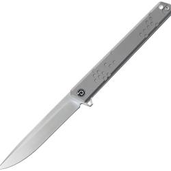 Couteau Defcon Lame Acier M-Cut Drop Point Manche Titane Gris Framelock &Eacute;tui Plastique TD10071