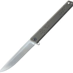 Couteau Defcon Lame Acier M-Cut Drop Point Manche Titane Bronze Framelock &Eacute;tui Plastique TD10072