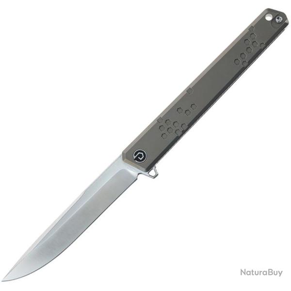 Couteau Defcon Lame Acier M-Cut Drop Point Manche Titane Bronze Framelock �tui Plastique TD10072