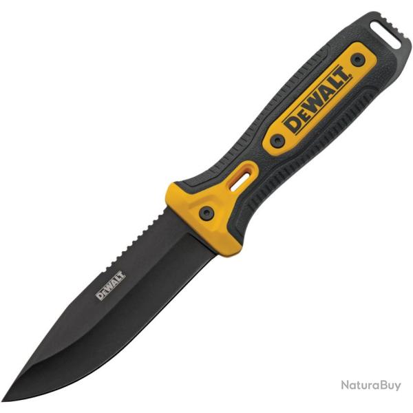 Couteau Fixe Dewalt HK 40 Lame Acier D2 Drop Point Manche Nylon Noir et Jaune �tui ABS DXKNHK40