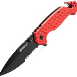 Couteau Pliant Donges Basic Rescue Lame Acier 440A Manche Aluminium Rouge Linerlock BOM01DG001