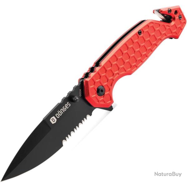 Couteau Pliant Donges Basic Rescue Lame Acier 440A Manche Aluminium Rouge Linerlock BOM01DG001