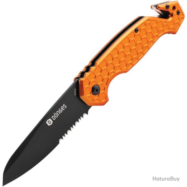 Couteau Donges Basic Rescue Lame Acier 440A Spear Point Manche Aluminium Orange Linerlock BOM01DG002