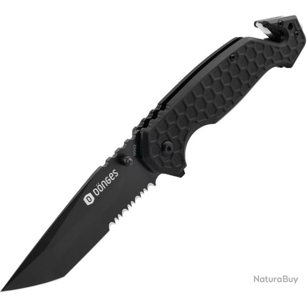 Couteau Donges Basic Tactical Lame Acier 440A Tanto Manche Aluminium Noir Linerlock BOM01DG003