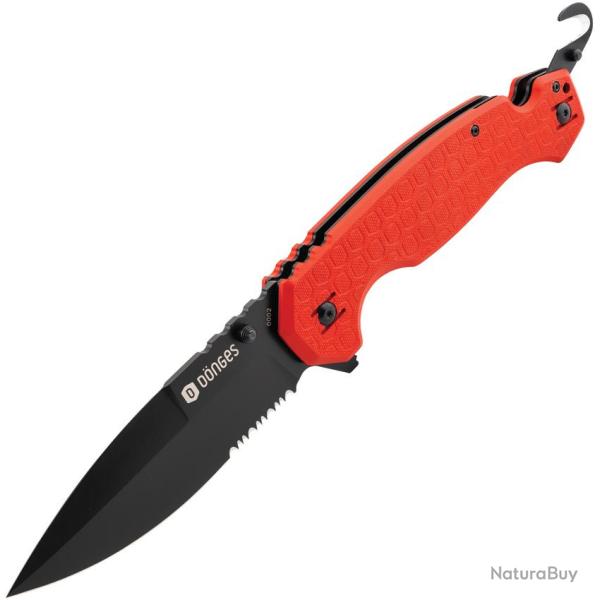 Couteau Pliant Donges Rescue Lame Acier D2 Manche G10 Rouge Linerlock BOM01DG004