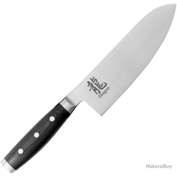 Couteau Cuisine Dragon by Apogee Santoku Lame Acier CTS-BD1 Manche R�sine et Micarta Noir DRG00806