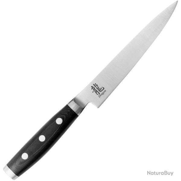 Couteau Cuisine Dragon by Apogee Utility Lame Acier CTS-BD1 Manche R�sine et Micarta Noir DRG00808