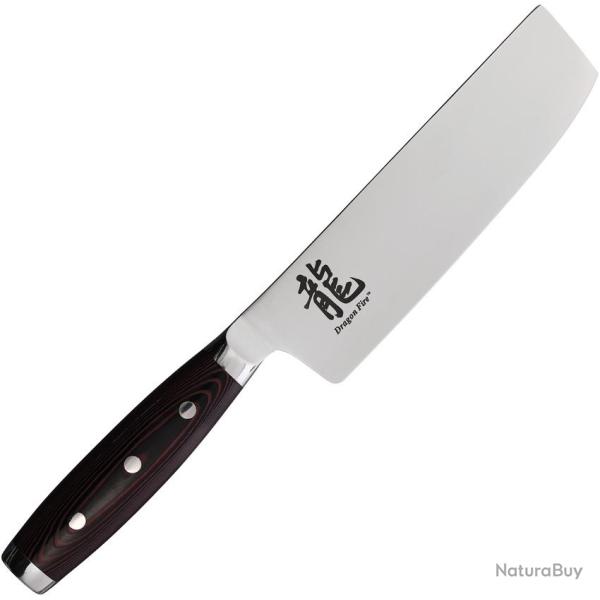 Couteau Cuisine Dragon by Apogee Nakiri Lame Acier CTS-BD1 Manche R�sine et Micarta Rouge DRG00823