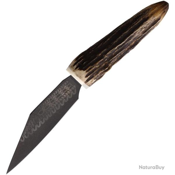 Couteau Fixe Dragon King Scramasax Lame Inox Manche Bois de Cerf �tui Cuir CI21840