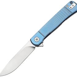 Couteau Pliant Dreamtech Lame Acier VG-10 Drop Point Manche Titane Bleu Framelock DTK4369VBL