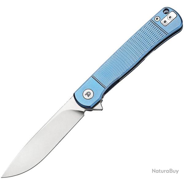 Couteau Pliant Dreamtech Lame Acier VG-10 Drop Point Manche Titane Bleu Framelock DTK4369VBL