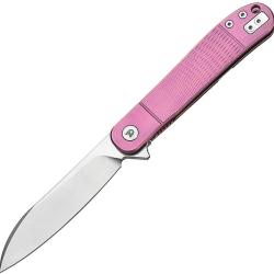 Couteau Pliant Dreamtech D4370 Lame Acier VG-10 Spear Point Manche Titane Rose Framelock DTK4370VP