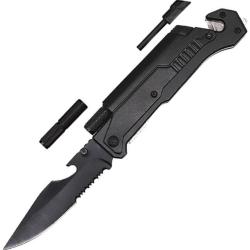 Couteau ElitEdge Rescue A/O Lame Acier 440C Spear Point Manche Aluminium Noir Linerlock EE10A70BK