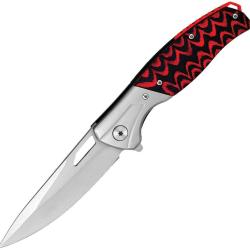 Couteau Pliant ElitEdge Lame Acier 440 Drop Point Manche Micarta Noir et Rouge Linerlock EE10B036SRD