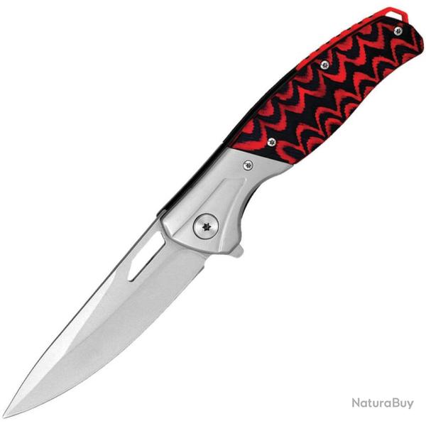 Couteau Pliant ElitEdge Lame Acier 440 Drop Point Manche Micarta Noir et Rouge Linerlock EE10B036SRD