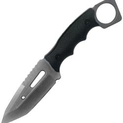 Couteau Fixe ElitEdge Lame Acier 440C Tanto Manche FRN Noir &Eacute;tui ABS EE20677TBK