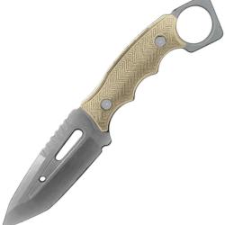 Couteau Fixe ElitEdge Lame Acier 440C Tanto Manche FRN Tan &Eacute;tui ABS EE20677TDT