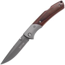 Couteau Pliant Elk Ridge Lame Acier 3Cr13 Manche Bois Marron Lockback ER2005GY