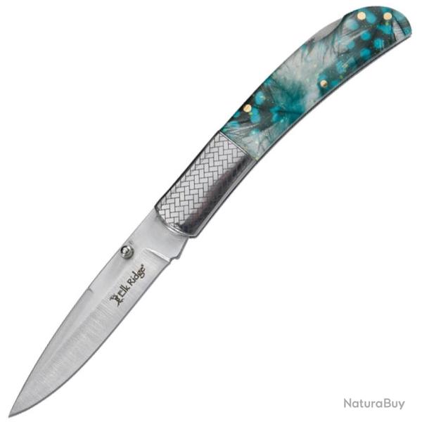 Couteau Pliant Elk Ridge Lame Acier 3Cr13MoV Manche POM Vert Lockback ER2006GN