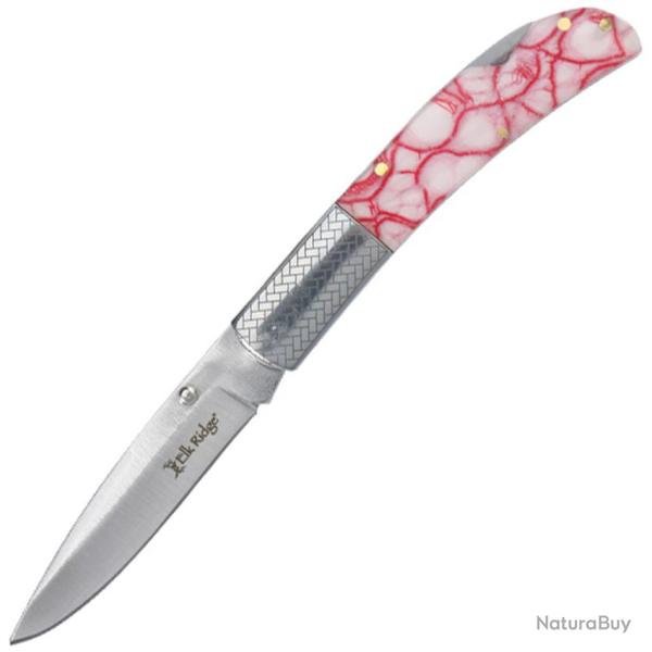Couteau Pliant Elk Ridge Lame Acier 3Cr13MoV Manche POM Rouge Lockback ER2006RD