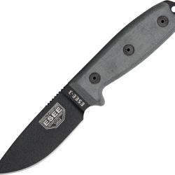 Couteau Fixe ESEE Model 3 Standard Lame Acier 1095HC Manche Micarta Noir &Eacute;tui Nylon ES3PBMB