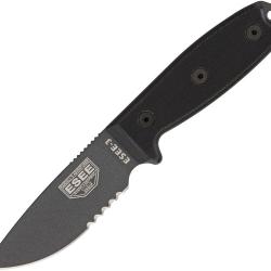 Couteau Fixe ESEE Model 3 Tactical Lame Acier 1095HC Manche Micarta Noir &Eacute;tui Plastique ES3STGB