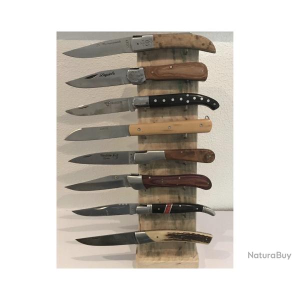 Pr�sentoir 8 couteaux en bois de SAPIN  support en METAL