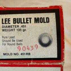 2 Moule &agrave; balle :  Moule Balle LEE  diam&egrave;tre 451  130g + moule &agrave; balle laiton