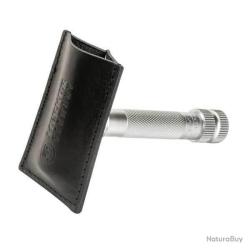 Etui cuir noir Merkur pour rasoir de s&eacute;curit&eacute;