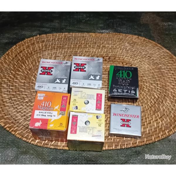 105 Munitions Calibre 410 Magnum et 12mmDivers Plombs et balles (Voir Photos)