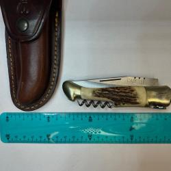 Couteau Laguiole Chasse G.DAVID 12 cm Cerf v&eacute;ritable 440