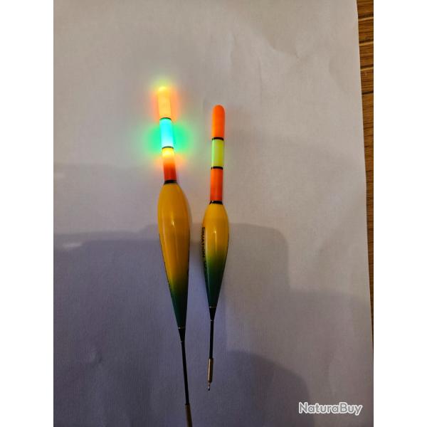 Lot de 2 Flotteurs Lumineux LED P�che de Nuit (5g & 12g) - D�tecteur de Touche + Piles