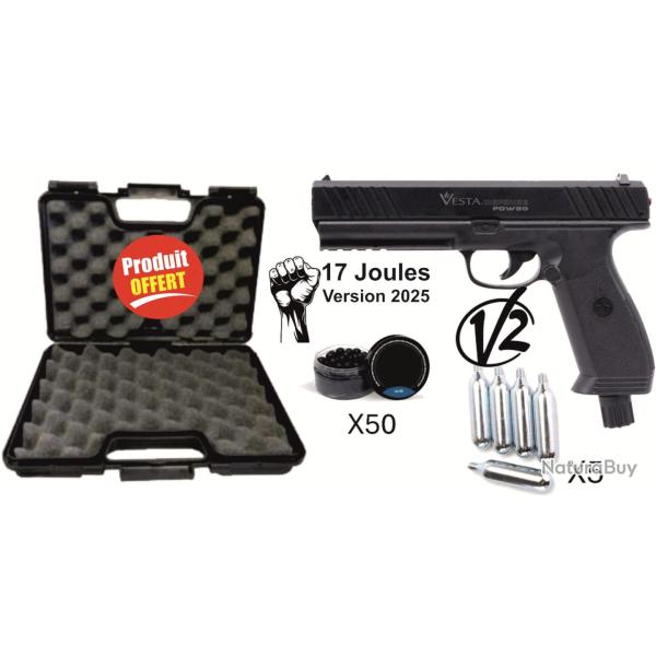 Pack complet Pistolet D�fense VESTA Gen2 PDW50 - cal 50 CO2 - 17 Joules