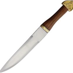 Couteau Fixe Factory X Crusader Sax Lame Inox Manche Bois Marron &Eacute;tui Cuir FXSN009F