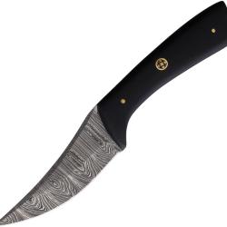 Couteau Fixe FH Knives Lame Acier Damas Manche Micarta Noir &Eacute;tui Cuir FHK1518