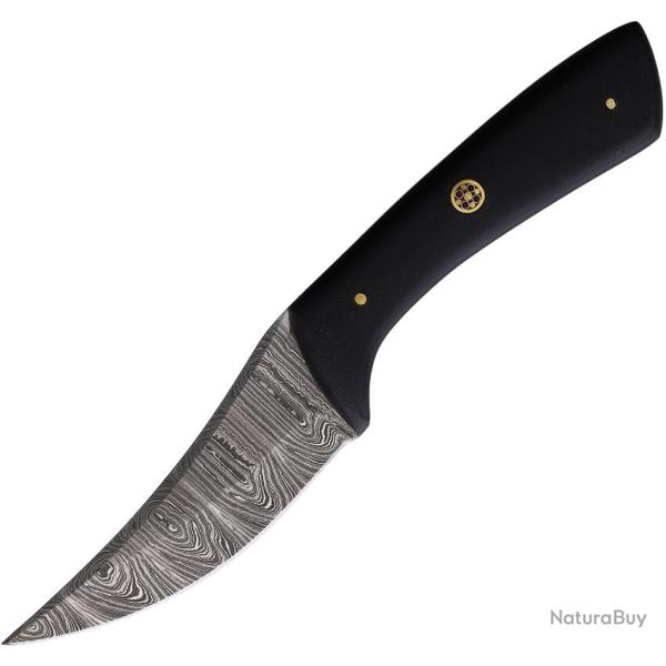 Couteau Fixe FH Knives Lame Acier Damas Manche Micarta Noir �tui Cuir FHK1518